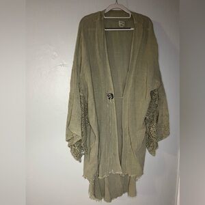 Mind Set by XCVI boho green open front flare sleeve cardigan